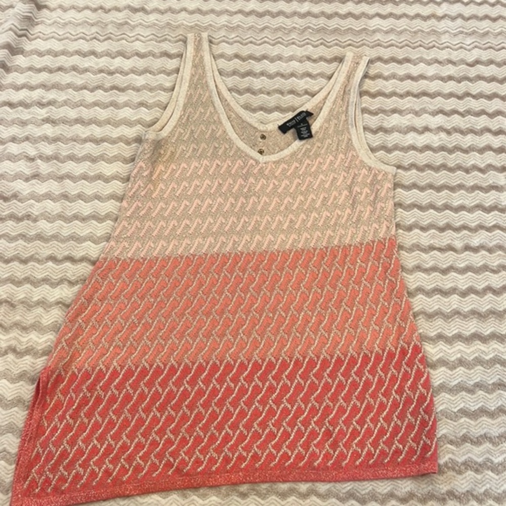 White House Black Market asymmetrical coral and pink tank top. Women’s size S.
